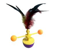 Rocky Green 3-in-1 Rotating Cat Toy with Feather Teaser,Self-Play Wobble Ball & Interactive Wand - Automatic Motion Kitten Toys for Indoor Cats