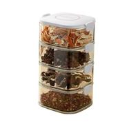 Rocky Green 5-Layer Spice Organizer Box - Airtight Kitchen Storage Container for Dry Chili,Pepper,Herbs (Stackable,PET+ABS,White/Beige) (four layers,white)