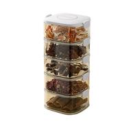 Rocky Green 5-Layer Spice Organizer Box - Airtight Kitchen Storage Container for Dry Chili,Pepper,Herbs (Stackable,PET+ABS,White/Beige) (five layers,white)