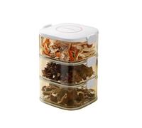 Rocky Green 5-Layer Spice Organizer Box - Airtight Kitchen Storage Container for Dry Chili,Pepper,Herbs (Stackable,PET+ABS,White/Beige) (three layers,white)