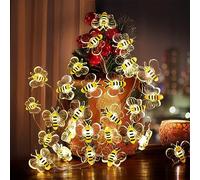 Rocky Green Bee String Lights, 10FT 30 LED Cute Battery Operated Fairy Decor Lights for Women Girls, Honey Bee Gifts, Decorative Lights for Bedroom Plants Patios Party