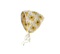 Rocky Green Handmade Crochet Lace Triangle Scarf - Floral Daisy Hair Bandana for Women,Korean Style Spring Summer Breathable Cotton Headwear (6 Colors) (white)