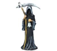 Rocky Green Holy Death Statue Standing Religious Holding Scythe Decorative Figurine Grim Reaper Statue Altar Sculpture Desktop Decoration