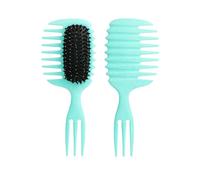 Rocky Green Massage Styler - Wide-Tooth Volumizing Hair Brush for Curly Hair,Gentle Detangling & Scalp Care (4 colours) (green)