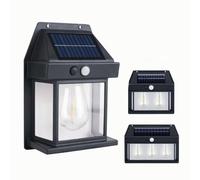 Rocky Green Solar Garden Outdoor Wall Sconce, Automatically Light Up in The Dark, Warm Tungsten Light Body Sensor, Waterproof and Dustproof, Home Decorative Lighting Gifts (Black Built-in 18650)