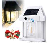 Rocky Green Solar Tungsten Wall Light, Solar Outdoor Wall Lights, Motion Sensor Solar Wall Sconce Waterproof Wall Lantern - LED Exterior Wall Lights for Outdoor Porch, Fence, Courtyard (1pcs White)