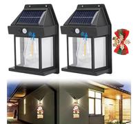 Rocky Green Solar Tungsten Wall Light, Solar Outdoor Wall Lights, Motion Sensor Solar Wall Sconce Waterproof Wall Lantern - LED Exterior Wall Lights for Outdoor Porch, Fence, Courtyard (2pcs Black)