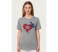 Rocky Horror Show Women's Bleeding Heart Logo Tattoo Relaxed Fit T-Shirt in Mid Grey | Size: 2XL Rocky Horror Show Mid Grey 2XL