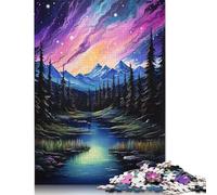 Rocky Mountain Aurora Jigsaw Puzzles Puzzle for Adults Kids. 1000 Piece Impossible Challenge Toy Educational Game Home Decoration for Educational Games Gifts 1000pcs (38x26cm)