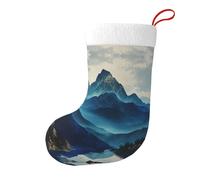 Rocky mountain Christmas Stocking 17.7", Festive Hanging Sock for Fireplace Mantel, Holiday Decorations