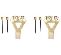 Rocky Mountain Goods Heavy Duty Picture Hanger - 50 lb Capacity Pack of 2 - Steel with Polished Brass Finish - Nail-in Mounting Hardware for Frames, Mirrors & Wall Décor