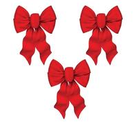 Rocky Mountain Goods Large Wired Red Bow - 12" Wide by 18" Long - Christmas Wreath Bow - Great for Large Gifts - Indoor/Outdoor - Hand Tied in USA - Waterproof Velvet - Attachment tie (3)