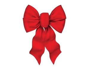 Rocky Mountain Goods Large Wired Red Bow - 12" Wide by 18" Long - Christmas Wreath Bow - Great for Large Gifts - Indoor/Outdoor - Waterproof Velvet - Attachment tie (1)