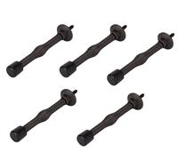 Rocky Mountain Goods Spring Door Stop 5 Pack - Venetian Bronze Finish Heavy Duty 3” Baseboard Mount - Flexible Steel Stopper with White Tip - Screws Included - Protects Walls & Doors