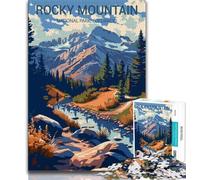 Rocky Mountain National Park 1000 Piece Jigsaw Puzzles,Challenging To Complete But Fun And Humorous with Matching Poster And Trivia Sheet 38x26cm