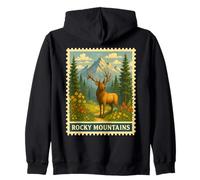 Rocky Mountain National Park Colorado Floral Moose Stamp Zip Hoodie
