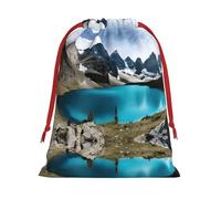 Rocky Mountain Print Drawstring Gift Bag With Pull Cord Closure For Gifting And Storage