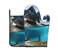 Rocky Mountain Print Oven Mitts And Pot Holders Sets 7"X11" Kitchen Essentials 2-Piece Set Bbq, Baking