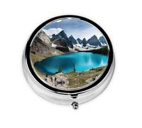 Rocky Mountain Print Personalised Portable Pillbox with,Mini Pillbox Compact and Convenient Pill Organiser for Storing and Organising Pills