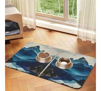 Rocky Mountain Print Pet Absorbent Leather Tablecloth for Dogs Cats,Pet Food Mat Leather Feeding Mat for Dogs Cats
