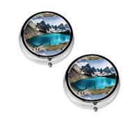 Rocky Mountain Print Pill Box 3 Compartment Medicine Pill Case,Portable for Pocket Or Purse Pill Organizer Decorative Metal Medicine Vitamin Organizer Unique Gift