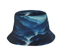 Rocky Mountain Print Universal Wide Brim Hat Sun Protection Bucket Cap Comfortable Outdoor Adventures Black