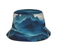 Rocky Mountain Print Universal Wide Brim Hat Sun Protection Bucket Cap Comfortable Outdoor Adventures Black