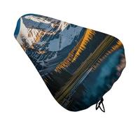 Rocky Mountain Range Padded Bike Seat Cushion with Drawstring Soft Comfort Waterproof Bicycle Seat Cover, Wide Saddle Protection Covers Protector for Men Women for Exercise Mountain Road Bikes