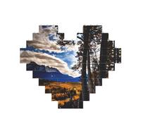 Rocky Mountain Range Print Building Brick Block Puzzle Heart Shaped,Christmas Valentines Birthday Anniversary Presents