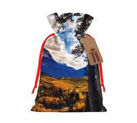 Rocky Mountain Range Print Christmas Gift Bag, Drawstring Christmas Bags Reusable Gift Bags With Name Tags