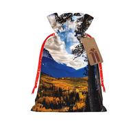 Rocky Mountain Range Print Christmas Gift Bag, Drawstring Christmas Bags Reusable Gift Bags With Name Tags
