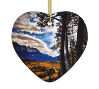 Rocky Mountain Range Print Christmas Tree Ceramic Hanging,Santa Christmas Tree Decorations Xmas Hanging Ornaments