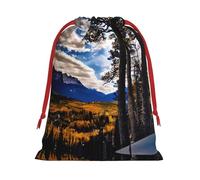 Rocky Mountain Range Print Drawstring Gift Bag, Xmas Wrapping Bags For Presents With Birthday Holiday Party