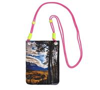 Rocky Mountain Range Print Sling Bag For Men Women, Casual Mini Phone Purses, Anti-Theft Phone Bag, For Hiking Travel, Fuchusia, One Size