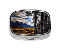 Rocky Mountain Range Print Square Pill Box,Portable for Pocket Or Purse Pill Organizer Pill Container Holder