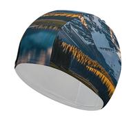 Rocky Mountain Range Swim Cap for Women & Men - Comfortable Non-Slip Long Hair Swimming Hat, Waterproof Bathing Cap