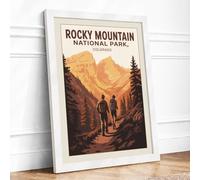 Rocky Mountain Trail Vintage Framed Wall Art Print A4 (29.7×21cm) White, Wall Decor for Living Room, Bedroom, Office & Home, Ready to Hang, Art Gift