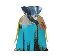 Rocky Mountains Christmas Drawstring Gift Bag Santa Sack With Cards