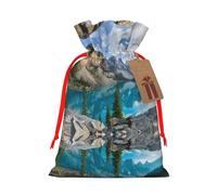 Rocky Mountains Christmas Drawstring Sack Gift Bag, Lightweight And Cute In Design