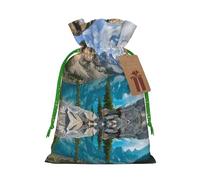 Rocky Mountains Christmas Drawstring Sack Gift Bag, Lightweight And Cute In Design