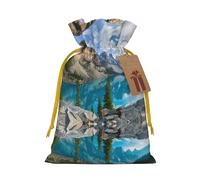 Rocky Mountains Christmas Drawstring Sack Gift Bag, Lightweight And Cute In Design