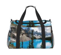 (Rocky Mountains) Durable Twill Travel Tote Bag Large Capacity Handheld & Crossbody Bag for Weekend Trips,Sports,and Outdoor Activities