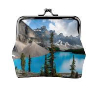 Rocky Mountains Full Double-Sided Printed Pattern Women's and Girls' Fashionable Leather Kiss Lock Coin Purse Card Bag