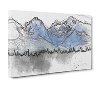 Rocky Mountains In Alaska Canvas Print | Gallery Wrapped 30mm Frame Wall Art | 30x20 inches | Ready to Hang | Abstract Landscape Picture | Living Room Bedroom Lounge Office