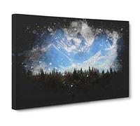 Rocky Mountains in Alaska Paint Splash Canvas Print | Gallery Wrapped 30mm Frame Wall Art | 30x20 inches | Ready to Hang | Modern Landscape Picture | Living Room Bedroom Lounge Office