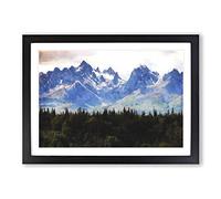 Rocky Mountains in Alaska Painting Framed Print | A2 Black Framed Wall Art | Ready to Hang | Modern Landscape Picture | Living Room Bedroom Lounge Office