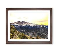 Rocky Mountains In Colorado Painting Modern Art Framed Print | A4 Walnut Framed Wall Art | Ready to Hang | Modern Landscape Picture | Living Room Bedroom Lounge Office
