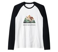 Rocky Mountains Map - Modern Minimal Mountain Ground Raglan Baseball Tee