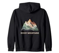 Rocky Mountains Map - Modern Minimal Mountain Ground Zip Hoodie