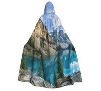 Rocky Mountains print Unisex Medieval Viking Hooded Cape Cloak for Halloween Cosplay, Christmas Party Costume Outfits